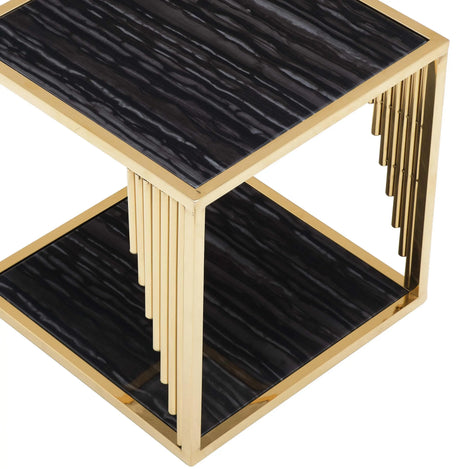 Kari Modern Style Marble End Table With Metal Base | Cosmos
