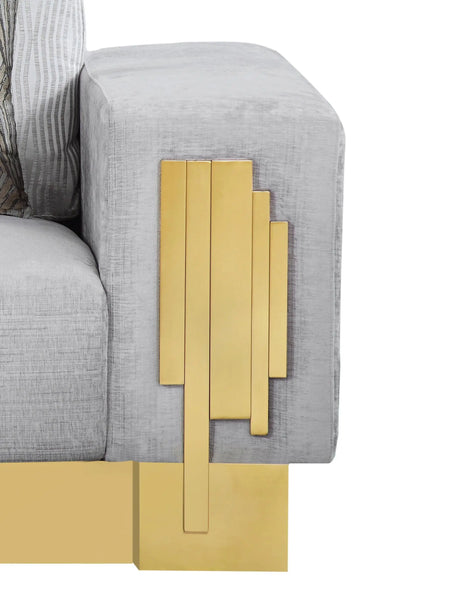 Megan Modern Style Gray Chair With Gold Finish | Cosmos