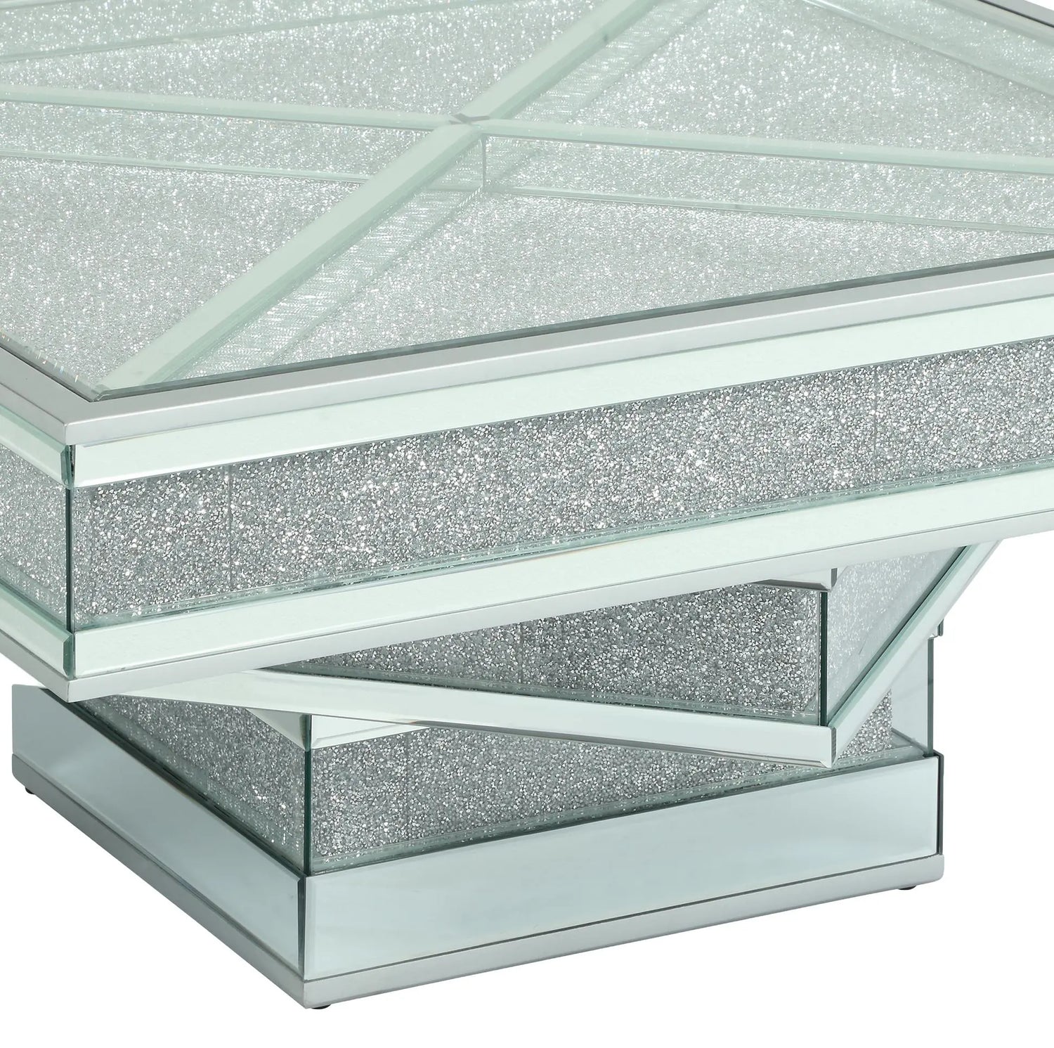 Ava Modern Style Glass Coffee Table With Silver Fiinish | Cosmos | Home Elegance USA