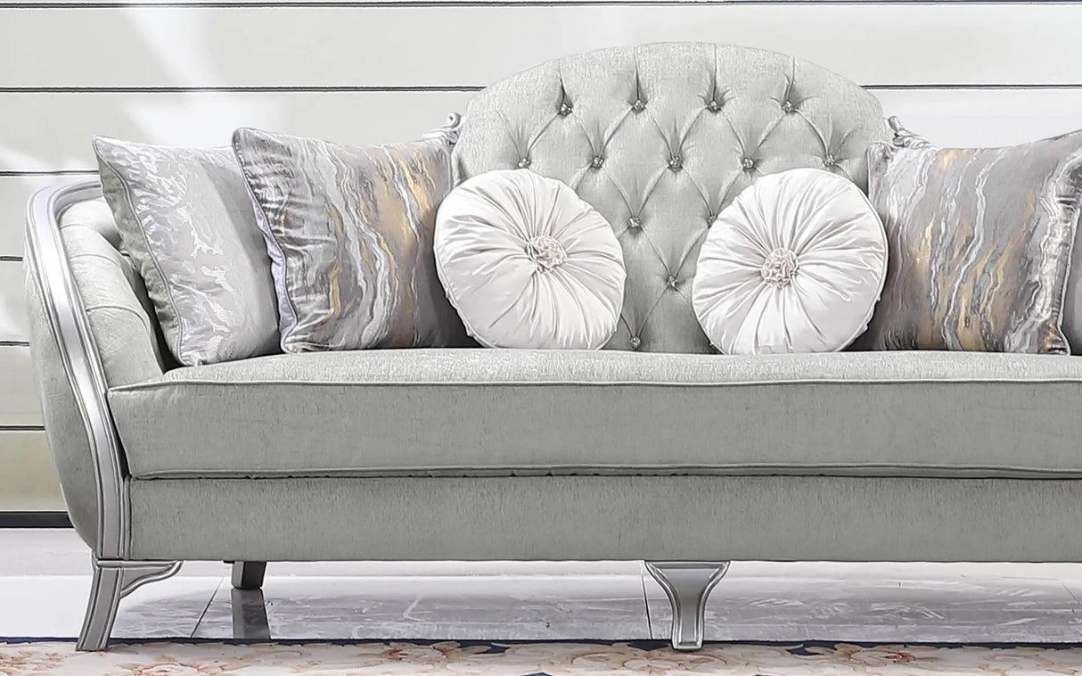 Natalia Transitional Style Sofa in Silver finish Wood - Home Elegance USA