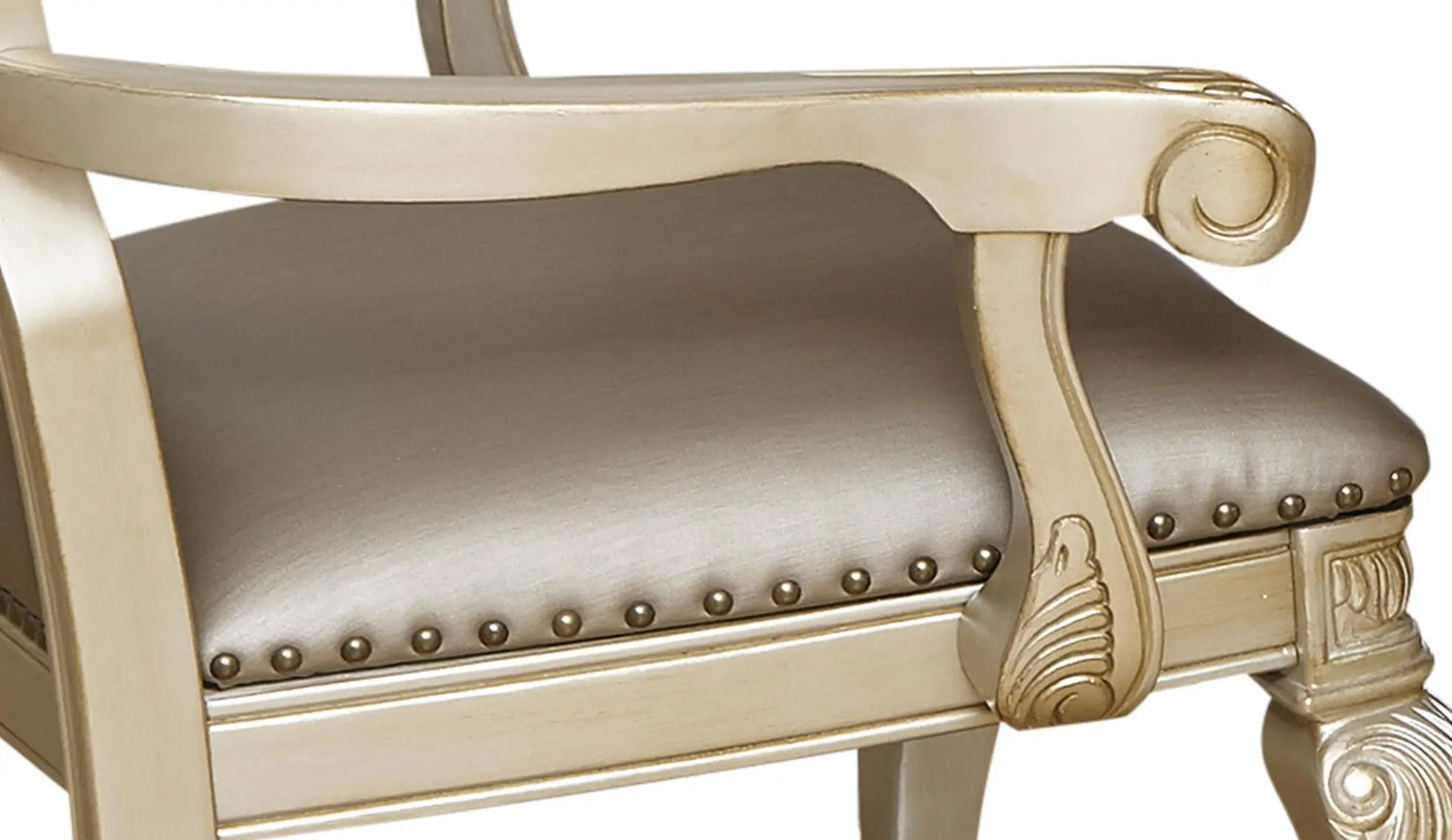 Miranda Transitional Style Dining Arm Chair in Gold finish Wood - Home Elegance USA