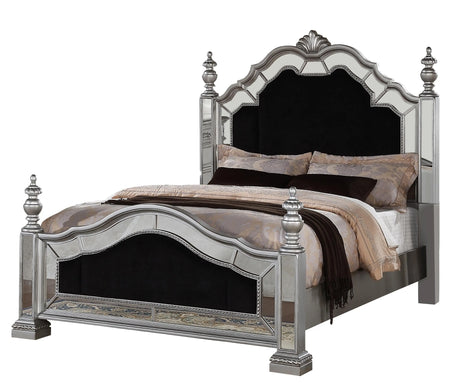 Pamela Transitional Style Queen Bed in Silver finish Wood - Home Elegance USA