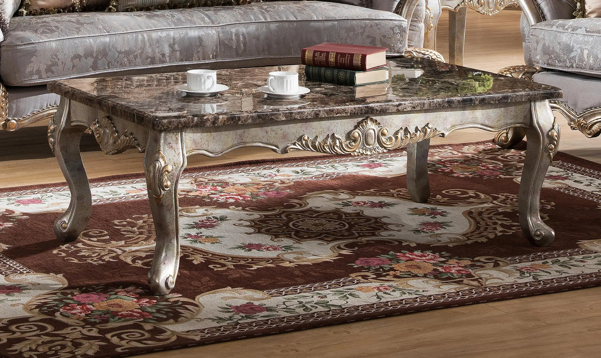 Oprah Traditional Style Coffee Table in Metallic finish Wood - Home Elegance USA