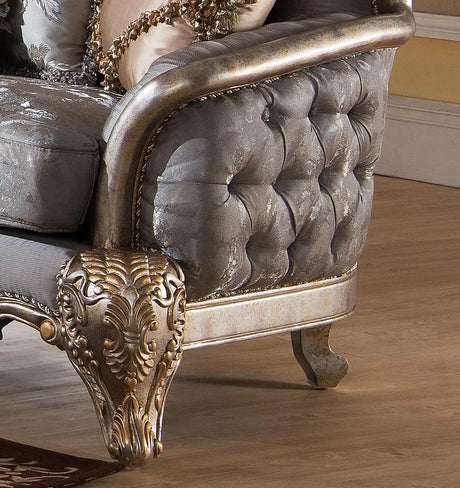 Oprah Traditional Style Sofa In Metallic Finish Wood | Cosmos