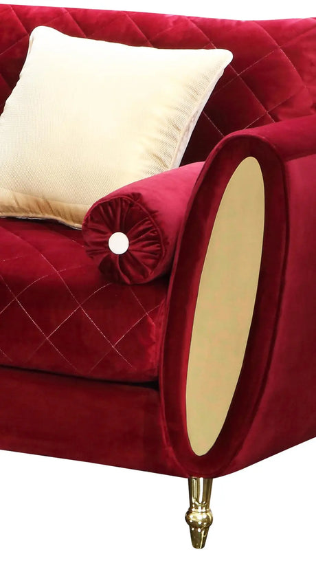Ruby Modern Style Red Chair With Gold Finish | Cosmos