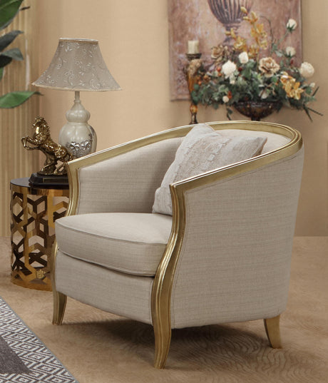 Cora Modern Style Beige Chair in Gold finish - Home Elegance USA