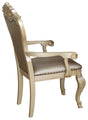 Miranda Transitional Style Dining Arm Chair In Gold Finish Wood | Cosmos