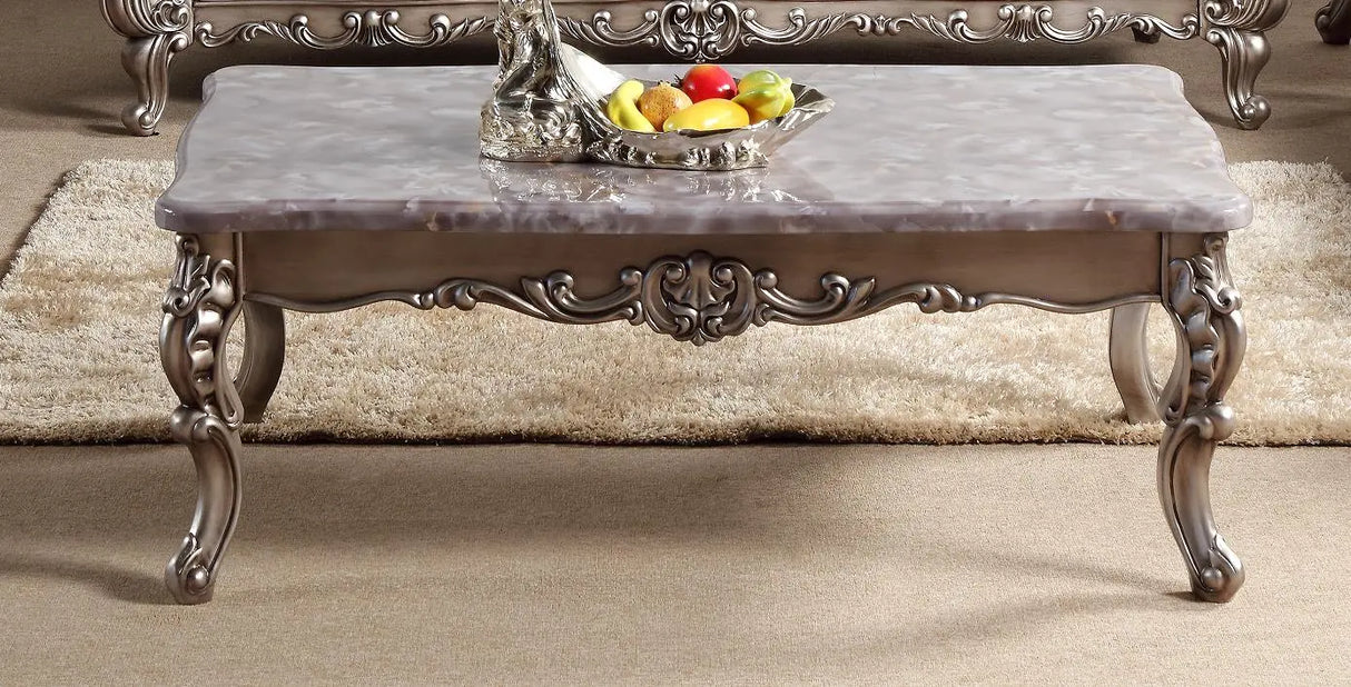 Cristina Traditional Style Coffee Table In Silver Finish Wood | Cosmos | Home Elegance USA