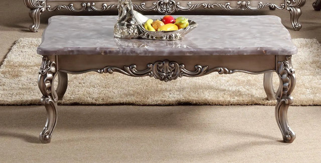 Cristina Traditional Style Coffee Table In Silver Finish Wood | Cosmos | Home Elegance USA