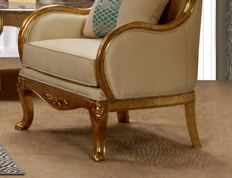 Majestic Transitional Style Chair In Gold Finish Wood | Cosmos