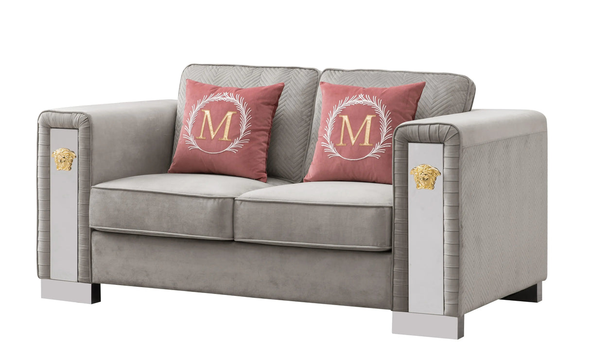 William Modern Style Gray Loveseat with Metal legs - Home Elegance USA