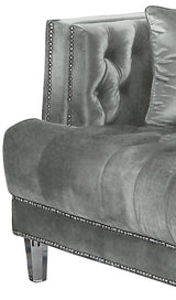 Kendel Silver Modern Style Gray Loveseat with Acrylic Legs - Home Elegance USA