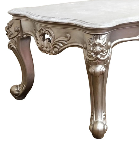 Ariel Transitional Style Coffee Table In Silver Finish Wood | Cosmos
