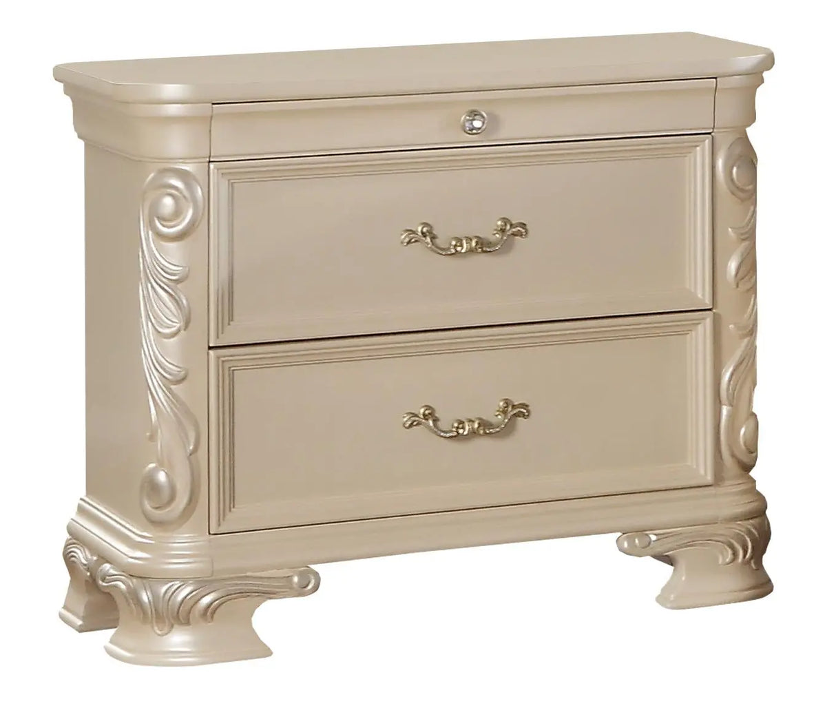 Victoria Traditional Style Nightstand in Off-White finish Wood - Home Elegance USA