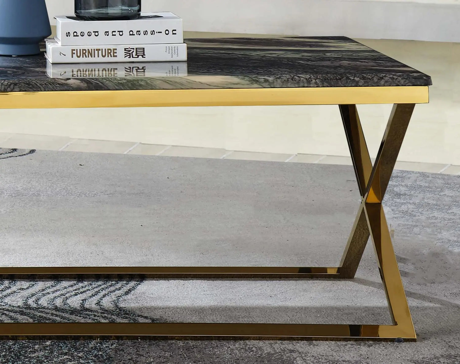 Ara Modern Style Marble Coffee Table With Metal Base | Cosmos | Home Elegance USA