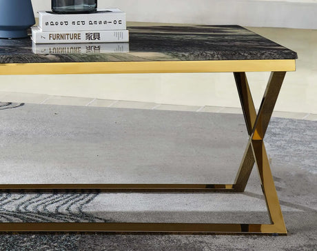 Ara Modern Style Marble Coffee Table With Metal Base | Cosmos