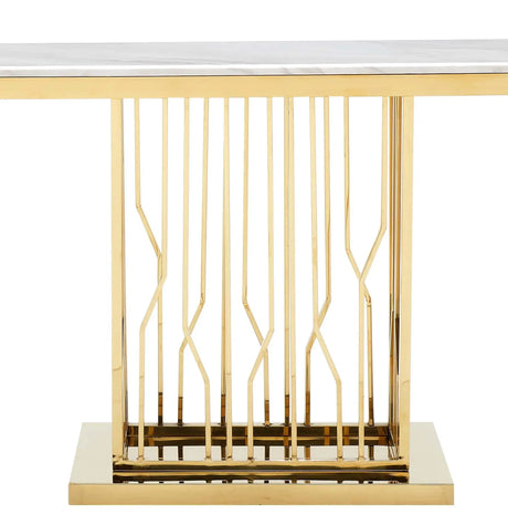 Pandora Modern Style Marble Console Table With Metal Base | Cosmos
