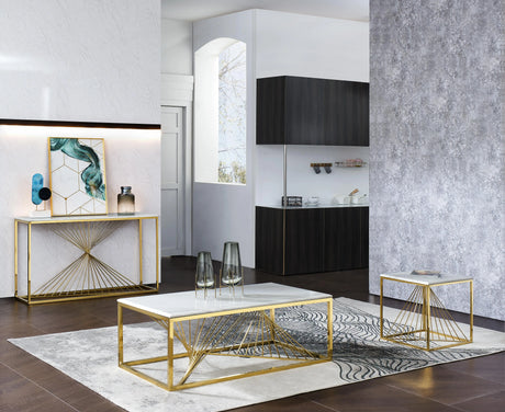 Halina Modern Style Marble End Table With Metal Base | Cosmos