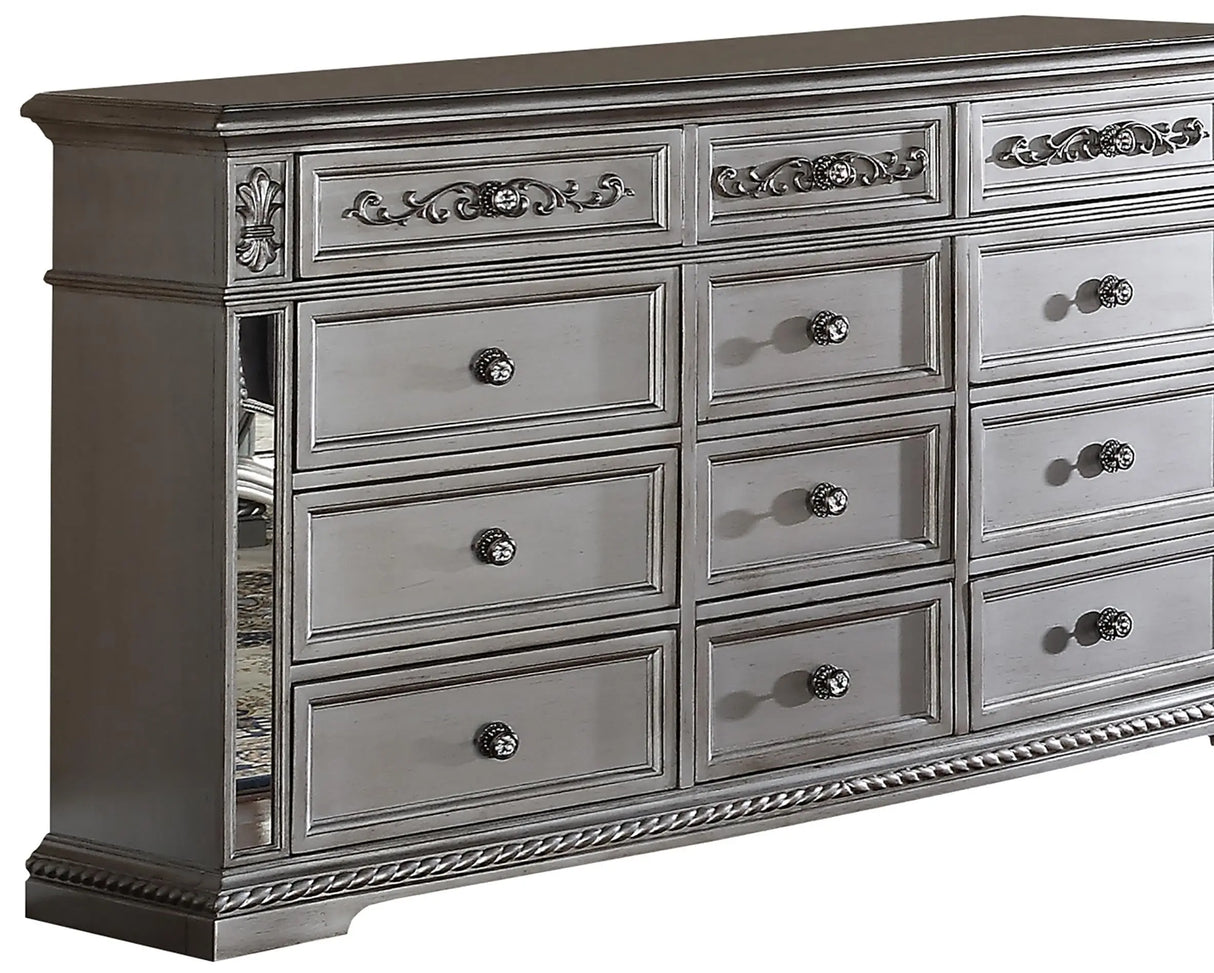 Pamela Transitional Style Dresser in Silver finish Wood - Home Elegance USA