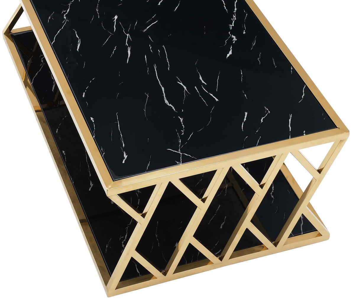 Leah Modern Style Marble Coffee Table with Metal Base - Home Elegance USA