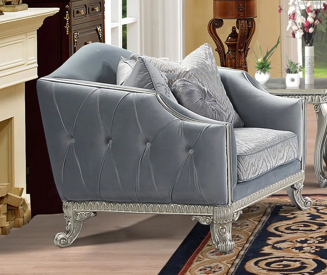 Venus Transitional Style Chair in Silver finish Wood - Home Elegance USA