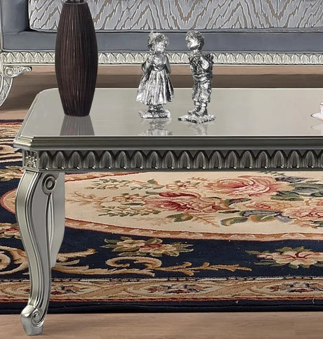Venus Transitional Style Coffee Table In Silver Finish Wood | Cosmos