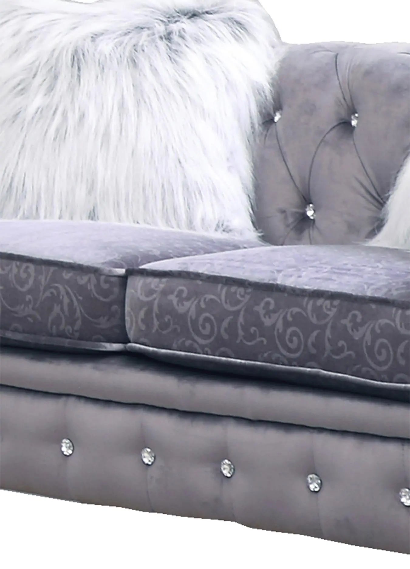 Sahara Modern Style Gray Loveseat with Acrylic legs - Home Elegance USA