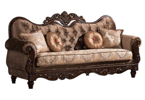 Zoya Traditional Style Sofa In Cherry Finish Wood | Cosmos