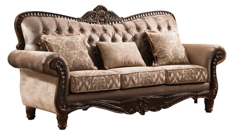 Giana Traditional Style Sofa in Cherry finish Wood - Home Elegance USA