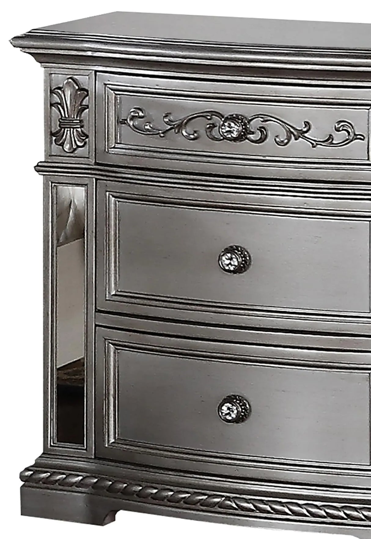 Pamela Transitional Style Nightstand in Silver finish Wood - Home Elegance USA