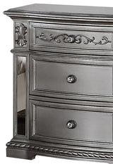 Pamela Transitional Style Nightstand in Silver finish Wood - Home Elegance USA