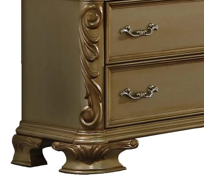 Miranda Transitional Style Dresser in Gold finish Wood - Home Elegance USA