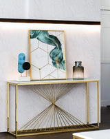 Layla Modern Style Marble Console Table with Metal Base - Home Elegance USA