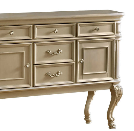 Miranda Transitional Style Dining Server In Gold Finish Wood | Cosmos