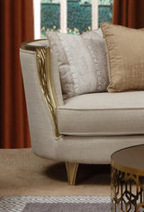 Cora Modern Style Beige Sofa in Gold finish - Home Elegance USA