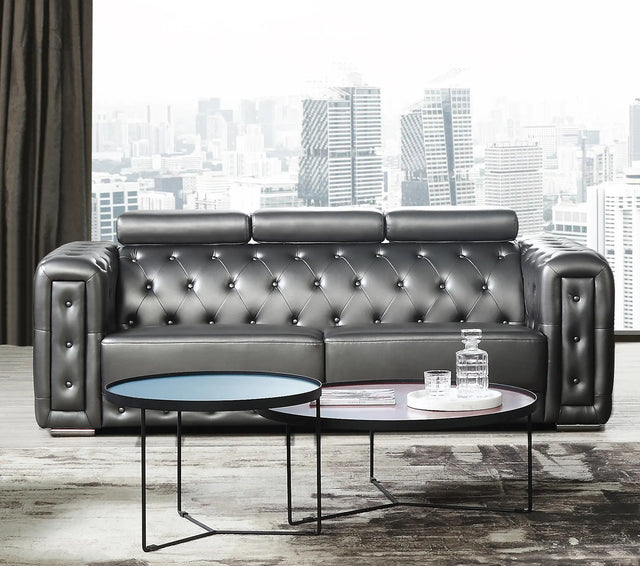 Charlise Modern Style Silver Sofa in Faux Leather - Home Elegance USA