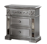 Pamela Transitional Style Nightstand in Silver finish Wood - Home Elegance USA