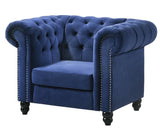 Maya Transitional Style Navy Chair with Espresso Legs - Home Elegance USA