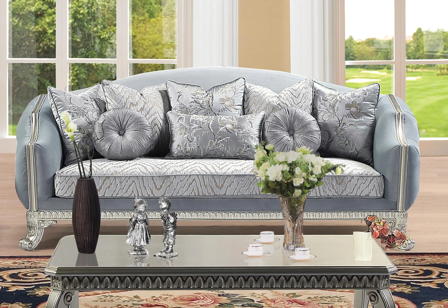 Venus Transitional Style Sofa in Silver finish Wood - Home Elegance USA
