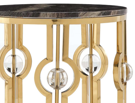 Fallon Modern Style Marble End Table With Metal Base | Cosmos