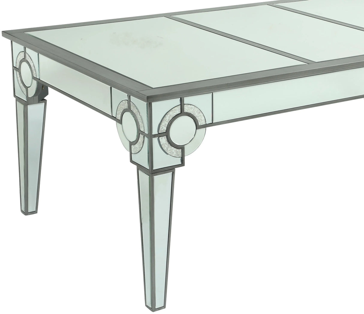 Zoe Modern Style Glass DiningTable with Silver fiinish - Home Elegance USA