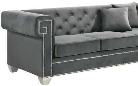 Clover Modern Style Gray Sofa With Steel Legs | Cosmos