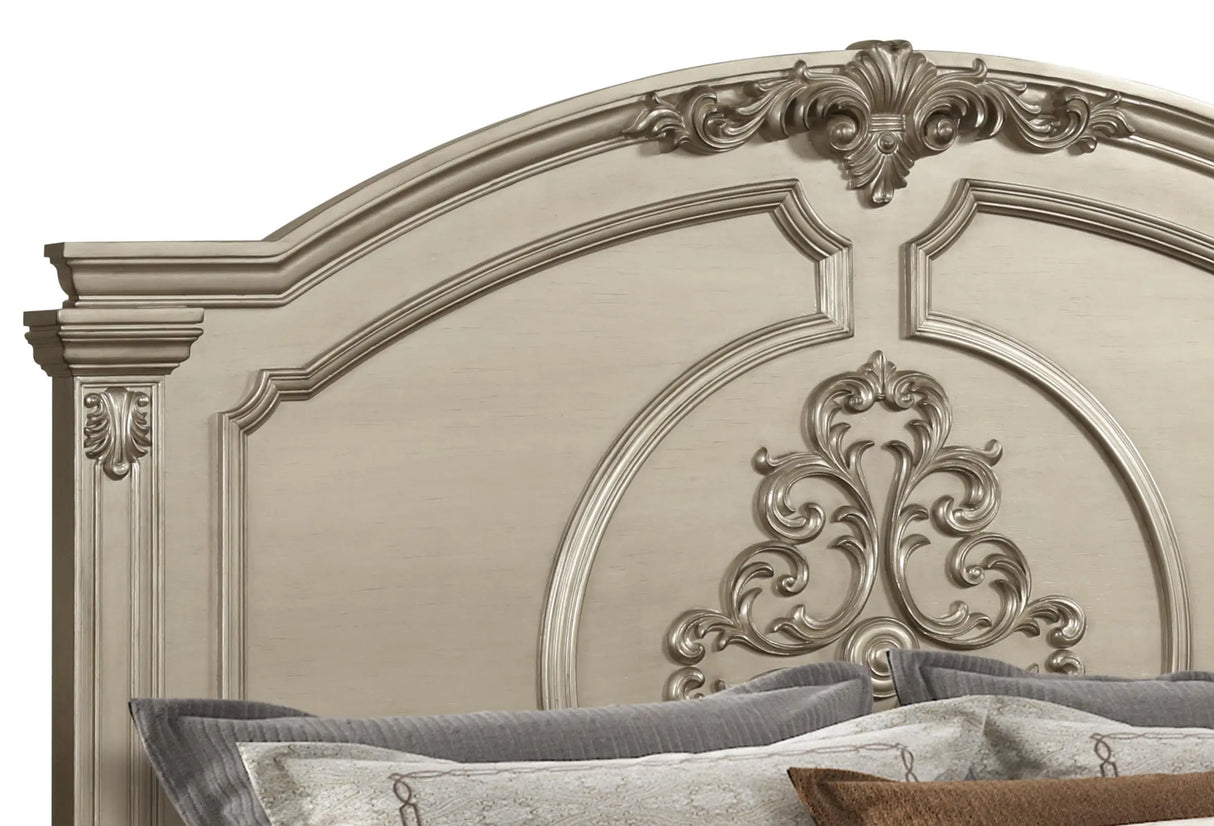 Alicia Transitional Style Queen Bed in Beige finish Wood - Home Elegance USA