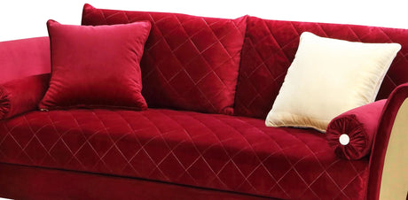 Ruby Modern Style Red Sofa With Gold Finish | Cosmos