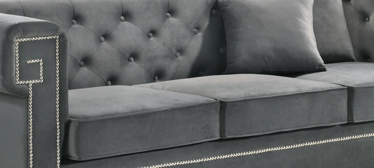 Clover Modern Style Gray Sofa with Steel Legs - Home Elegance USA