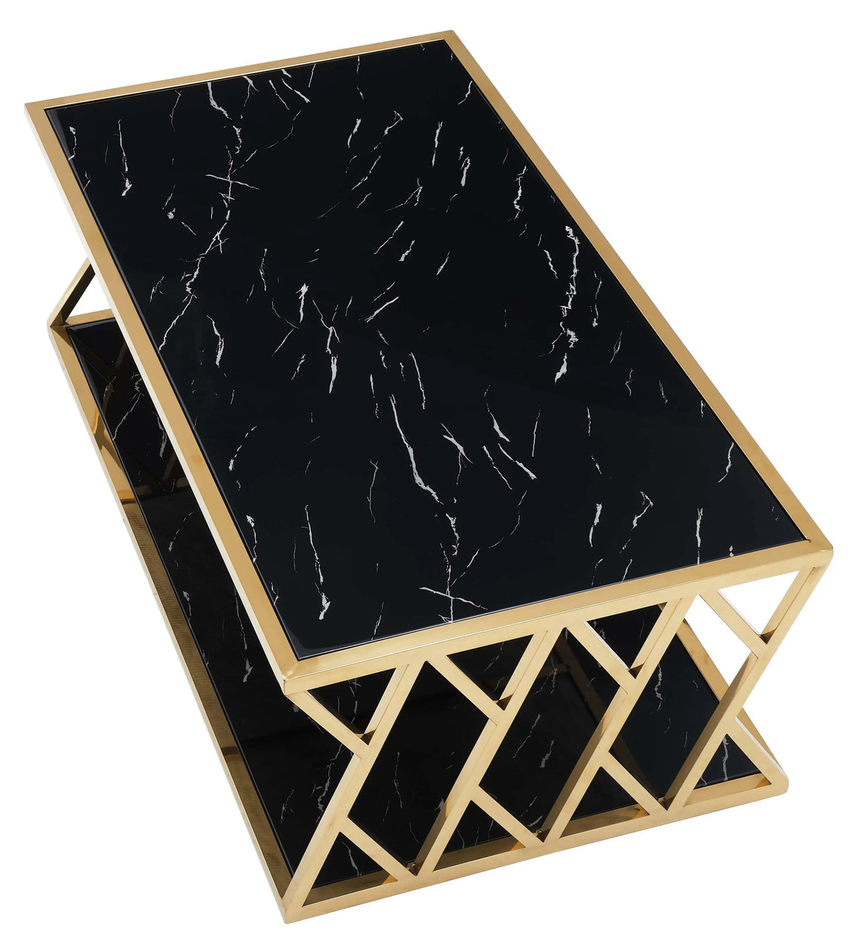 Leah Modern Style Marble Coffee Table with Metal Base - Home Elegance USA