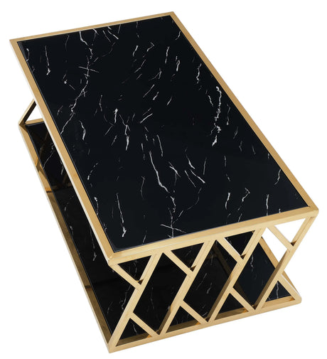 Leah Modern Style Marble Coffee Table With Metal Base | Cosmos