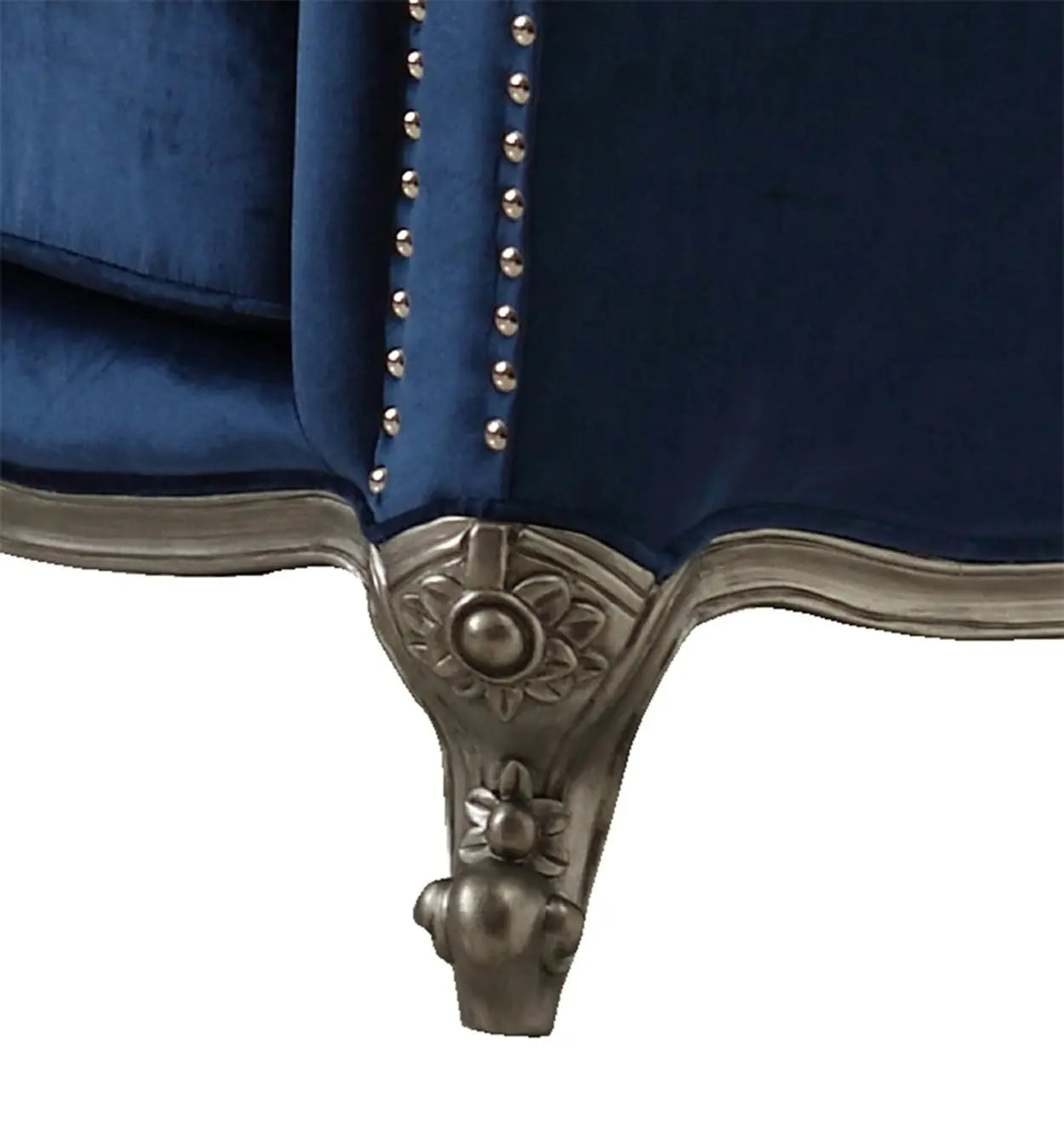 Mia Transitional Style Navy Chair with Silver Finish - Home Elegance USA