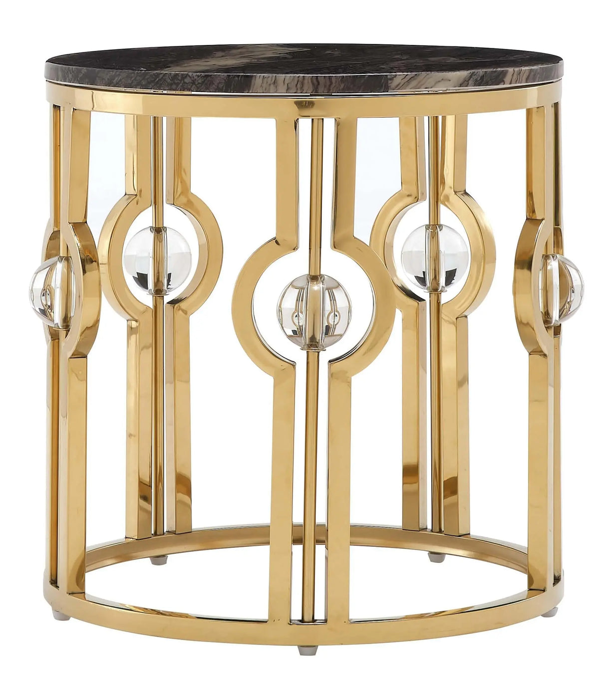 Fallon Modern Style Marble End Table with Metal Base - Home Elegance USA