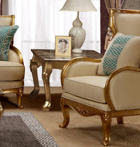 Majestic Transitional Style End Table In Gold Finish Wood | Cosmos